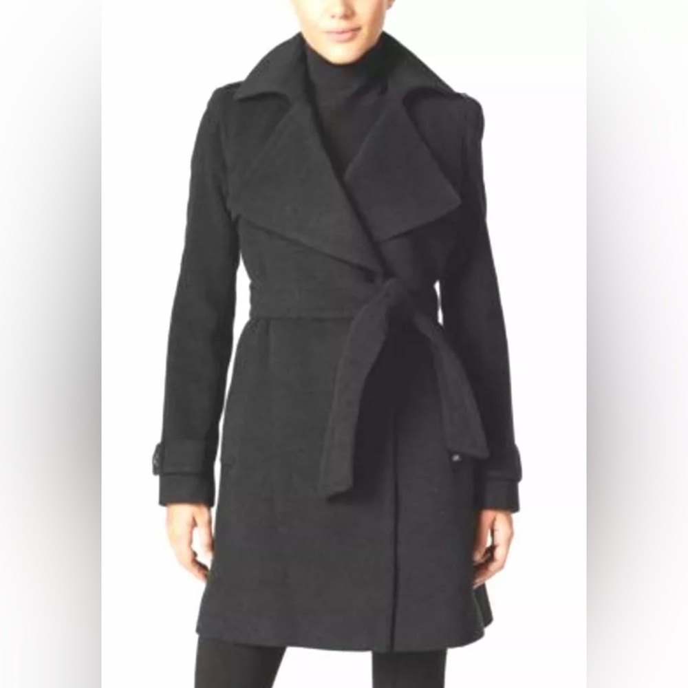 Michael Michael Kors Wool Cashmere Black Trench Coat Career Office Women’s M